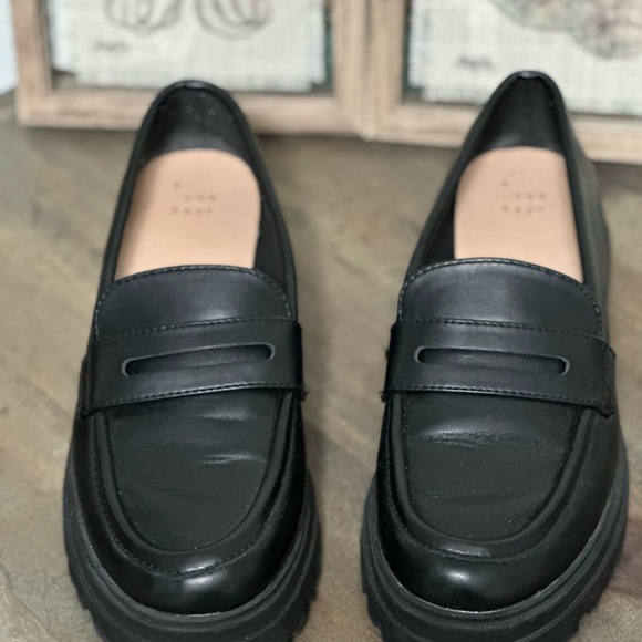 a new day Shoes - A New Day Black platform/chunky tread sole loafers
